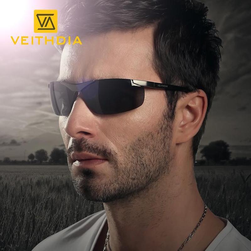 Veithdia Men&#39;S Polarized Sunglasses Rimless Rectangle Driving Glasses Mirror-Polarized Sunglasses-Bargain Bait Box-Black with box1-Bargain Bait Box