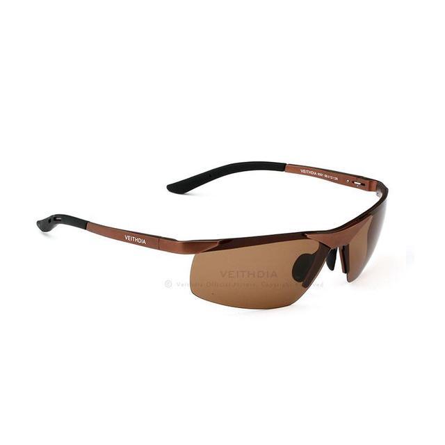 Veithdia Men&#39;S Polarized Sunglasses Rimless Rectangle Driving Glasses Mirror-Polarized Sunglasses-Bargain Bait Box-Brown with box1-Bargain Bait Box