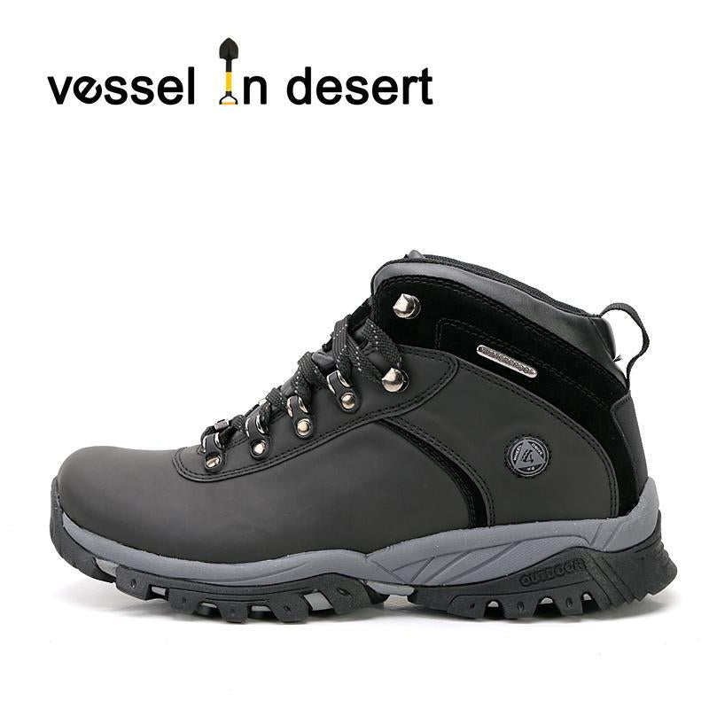 Vessel In Desert Hot Sale Waterproof Men&#39;S Hiking Boots Outdoor Breathable Boots-4X4 Wheel Drive Waterproof Outdoor Shoes-Black-5.5-Bargain Bait Box
