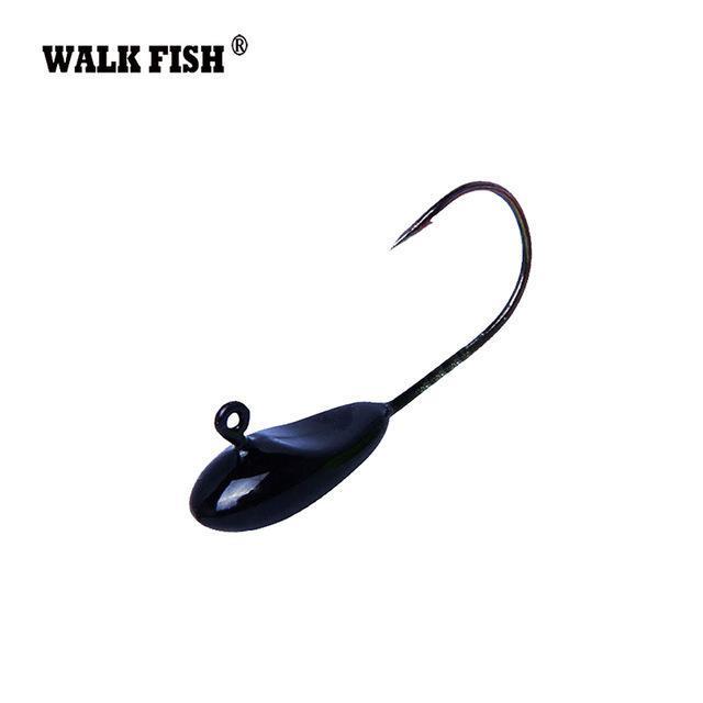 Walk Fish 10Pcs/Lot Exposed Lead Jig Head Hooks Fishing Bait Soft Worm Soft Bait-WALK FISH Official Store-10Pcs Black-Bargain Bait Box