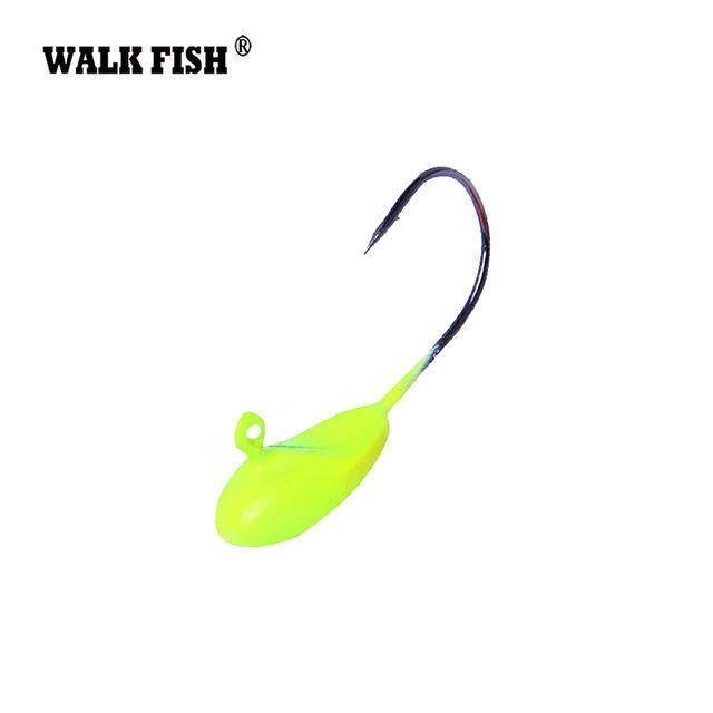 Walk Fish 10Pcs/Lot Exposed Lead Jig Head Hooks Fishing Bait Soft Worm Soft Bait-WALK FISH Official Store-10Pcs Yellow-Bargain Bait Box