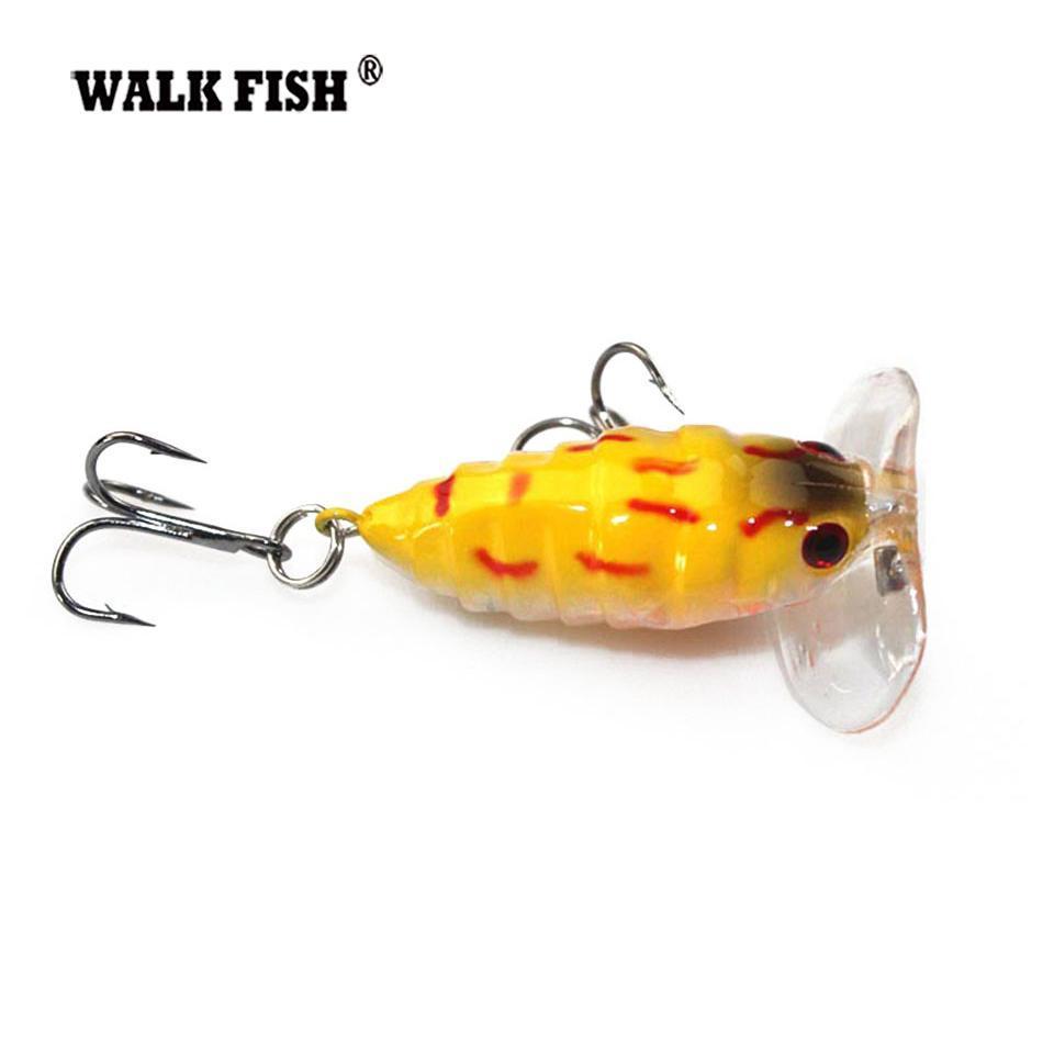 Walk Fish 1Pcs 4Cm 4.2G Cicada Popper Fishing Lure Japan Topwater 3D Eyes Hard-WALK FISH Official Store-KC001 001-Bargain Bait Box