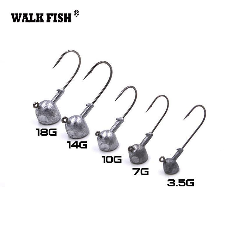 Walk Fish 5Pcs/Lot High Quality 3.5G/7G/10G/14G/18G Lead Head Hook Jigs Bait-WALK FISH Official Store-5Pcs 3g-Bargain Bait Box