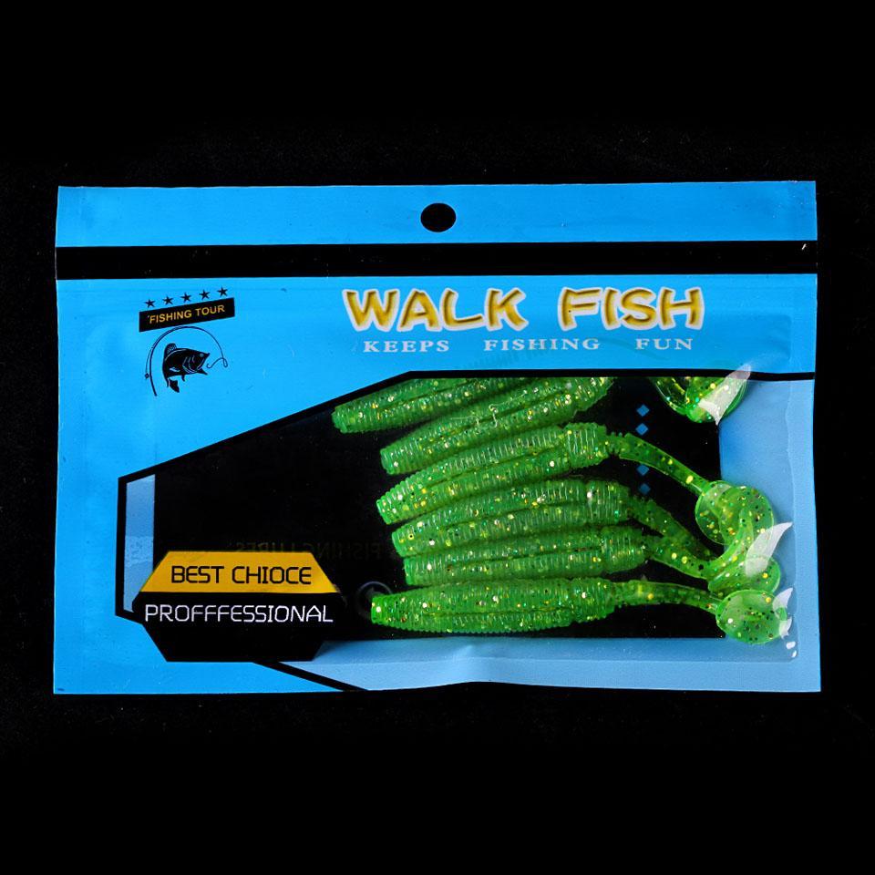 Walk Fish 6Pcs/Lot T Tail Soft Worm 4.4G 75Mm Paddle Tail Lure Wobbler Fishing-WALK FISH Store-1-Bargain Bait Box