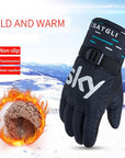 Waterproof Winter Ski Gloves Windproof Warm Snowboard Gloves Outdoor Below-Skiing Gloves-Sandia Store-black-Bargain Bait Box
