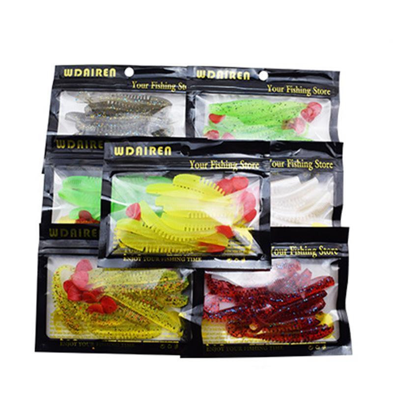 Wdairen 10 Pcs/Lot 7.5Cm 2.G Soft Worm Lures Bionic Bait Fishing Lures T Tail-WDAIREN KANNI Store-A-Bargain Bait Box