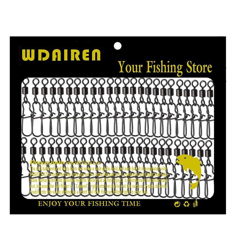 Wdairen 50Pcs/Lot Fishing Connector Rolling Swivel With Nice Snap Stainless-WDAIREN fishing gear Store-22mm-Bargain Bait Box