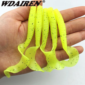 Wdairen 5Pcs Screw Curly Tail Soft Grub 80Mm 4.2G Jerkbait Wobbler Jigging-WDAIREN fishing gear Store-B-Bargain Bait Box