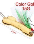 Wdairen Dd Metal Spoon Fishing Lure Feather Hook 5G 10G 15G Silver Gold Metal-WDAIREN fishing gear Store-15g J-Bargain Bait Box