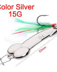 Wdairen Dd Metal Spoon Fishing Lure Feather Hook 5G 10G 15G Silver Gold Metal-WDAIREN fishing gear Store-15g Y-Bargain Bait Box