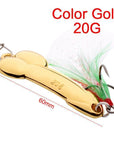 Wdairen Dd Metal Spoon Fishing Lure Feather Hook 5G 10G 15G Silver Gold Metal-WDAIREN fishing gear Store-20g J-Bargain Bait Box
