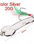 Wdairen Dd Metal Spoon Fishing Lure Feather Hook 5G 10G 15G Silver Gold Metal-WDAIREN fishing gear Store-20g Y-Bargain Bait Box