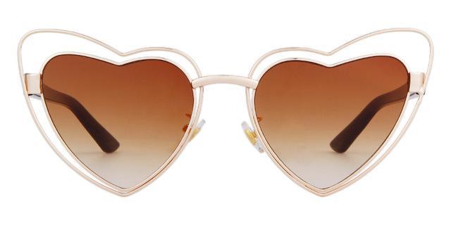 Who Cutie Love Heart Shape Sunglasses Women Wire Metal Frame Vintage-Sunglasses-WHO CUTIE Official Store-C3 gold tea-Bargain Bait Box