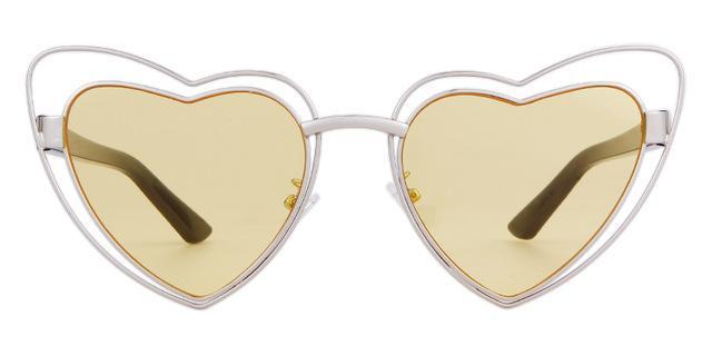Who Cutie Love Heart Shape Sunglasses Women Wire Metal Frame Vintage-Sunglasses-WHO CUTIE Official Store-C4 yellow-Bargain Bait Box