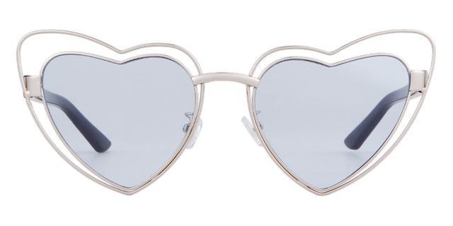 Who Cutie Love Heart Shape Sunglasses Women Wire Metal Frame Vintage-Sunglasses-WHO CUTIE Official Store-C6 silver blue-Bargain Bait Box