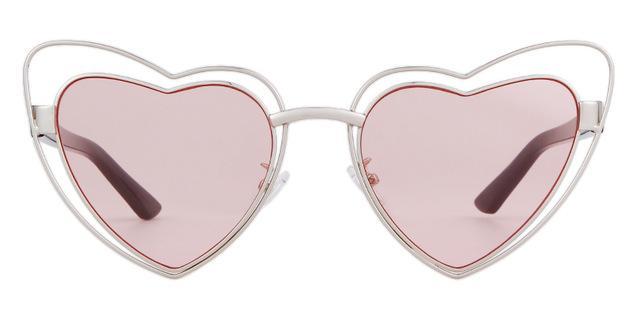 Who Cutie Love Heart Shape Sunglasses Women Wire Metal Frame Vintage-Sunglasses-WHO CUTIE Official Store-C7 silver pink-Bargain Bait Box