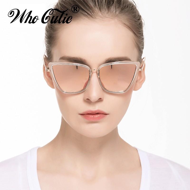 Who Cutie Oversized Cat Eye Sunglasses Women Square Metal Frame Fashion-Sunglasses-WHO CUTIE Official Store-C1-Bargain Bait Box