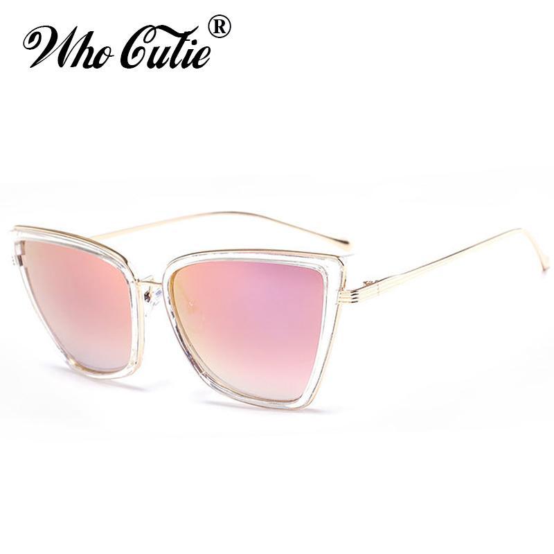 Who Cutie Oversized Cat Eye Sunglasses Women Square Metal Frame Fashion-Sunglasses-WHO CUTIE Official Store-C1-Bargain Bait Box