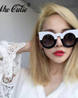 Who Cutie Round Cat Eye Sunglasses Women Brand Designer 90S Vintage White-Sunglasses-WHO CUTIE Official Store-C1-Bargain Bait Box
