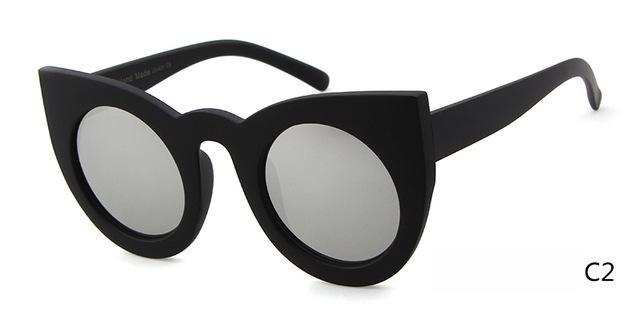 Who Cutie Round Cat Eye Sunglasses Women Brand Designer 90S Vintage White-Sunglasses-WHO CUTIE Official Store-C2-Bargain Bait Box