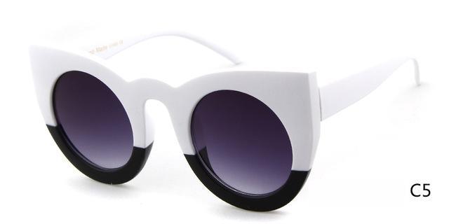 Who Cutie Round Cat Eye Sunglasses Women Brand Designer 90S Vintage White-Sunglasses-WHO CUTIE Official Store-C5-Bargain Bait Box