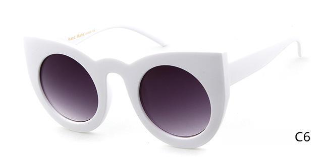 Who Cutie Round Cat Eye Sunglasses Women Brand Designer 90S Vintage White-Sunglasses-WHO CUTIE Official Store-C6-Bargain Bait Box