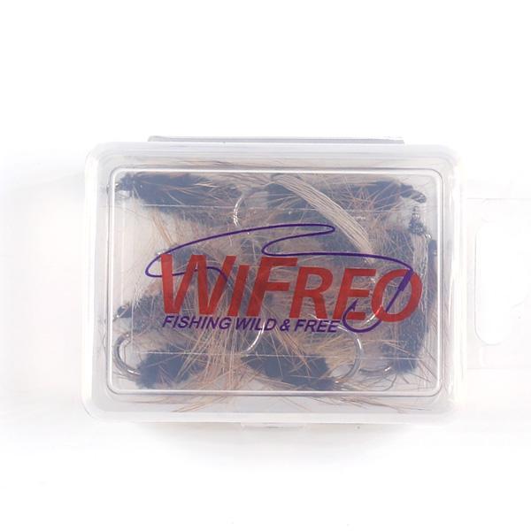 Wifreo 10Pcs #6 Black Body Woolly Worm Brown Caddis Nymph Fly Deer Hair Beetle-Flies-Bargain Bait Box-10pcs in Small Box-Bargain Bait Box
