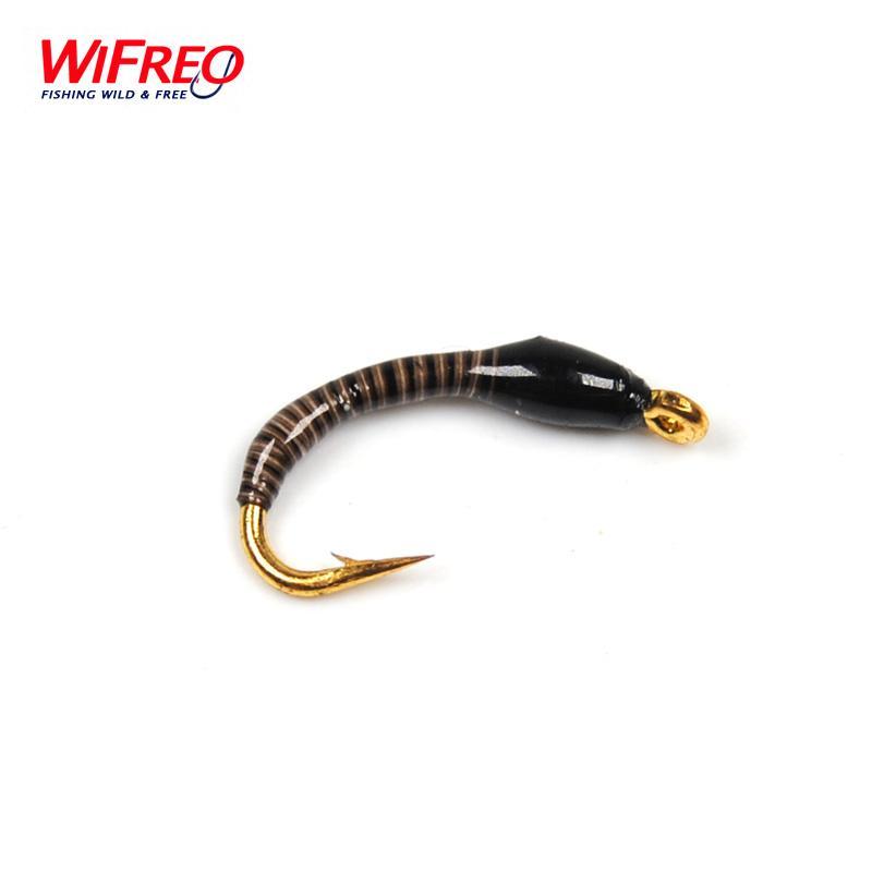 Wifreo 6Pcs Peacock Quill Nymph Fly Buzzer Flies Natural Color Size 16 Fly-Wifreo store-Bargain Bait Box