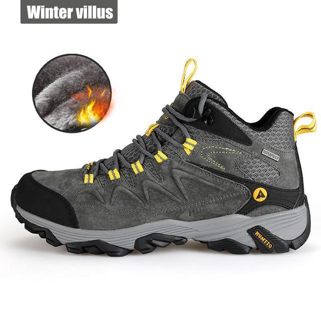 Winter Hiking Men'S Climbing Shoes Mountain Boots Outdoor Sports Breathable-GUIZHE Store-Dark gray villus men-5.5-Bargain Bait Box