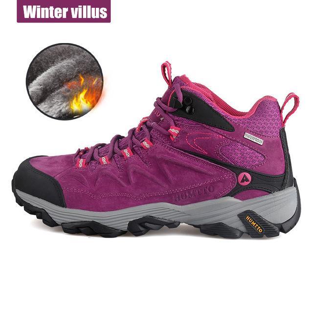 Winter Hiking Men'S Climbing Shoes Mountain Boots Outdoor Sports Breathable-GUIZHE Store-purple villus women-5.5-Bargain Bait Box