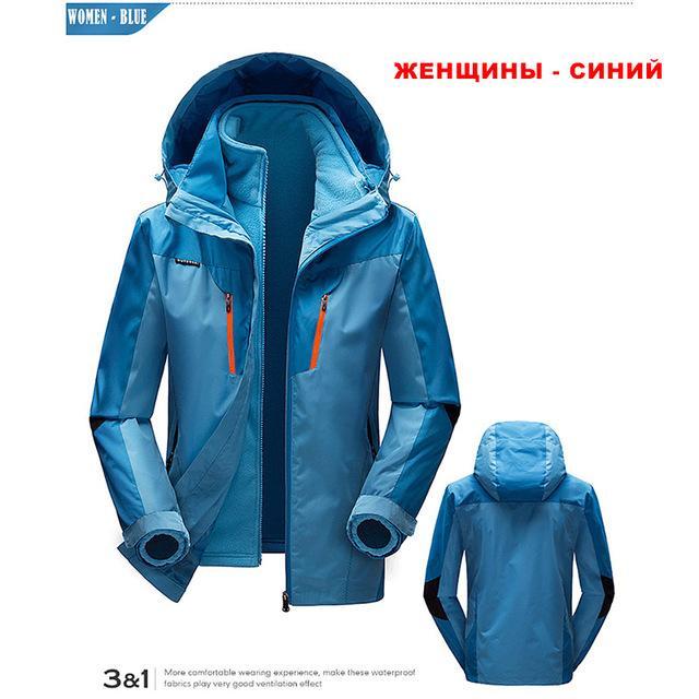 Winter Jacket Women Outdoor Hiking 3 In 1 Men Fleece Coat Couples Sport-Leisure Lifestyle Store-WOMEN BLUE-M-Bargain Bait Box