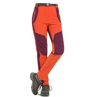 Winter Men Women Hiking Pants Outdoor Softshell Trousers Waterproof-Mountainskin Outdoor-Women Orange-Asian Size S-Bargain Bait Box