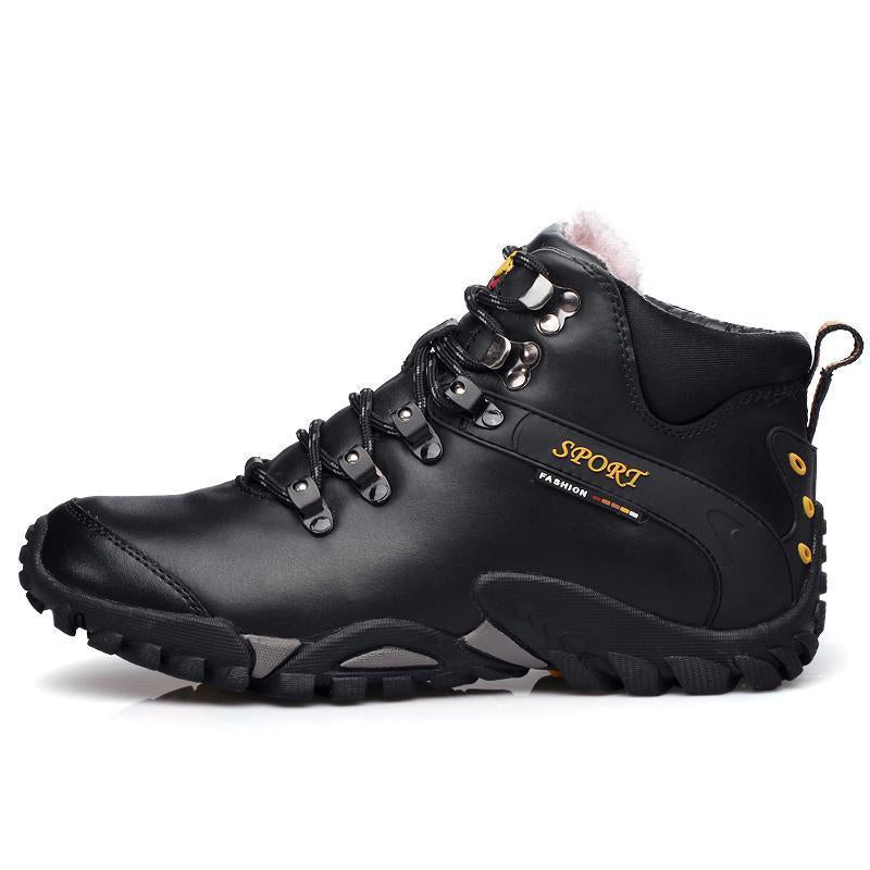 Winter Men'S Outdoor Genuine Leather Anti-Slip High Top Hiking Sports Shoes-Shop2927099 Store-Black-6.5-Bargain Bait Box