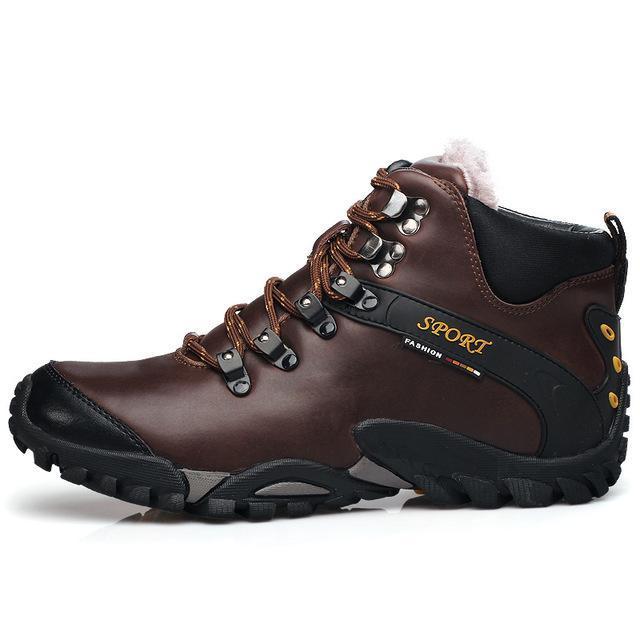 Winter Men'S Outdoor Genuine Leather Anti-Slip High Top Hiking Sports Shoes-Shop2927099 Store-Brown-6.5-Bargain Bait Box