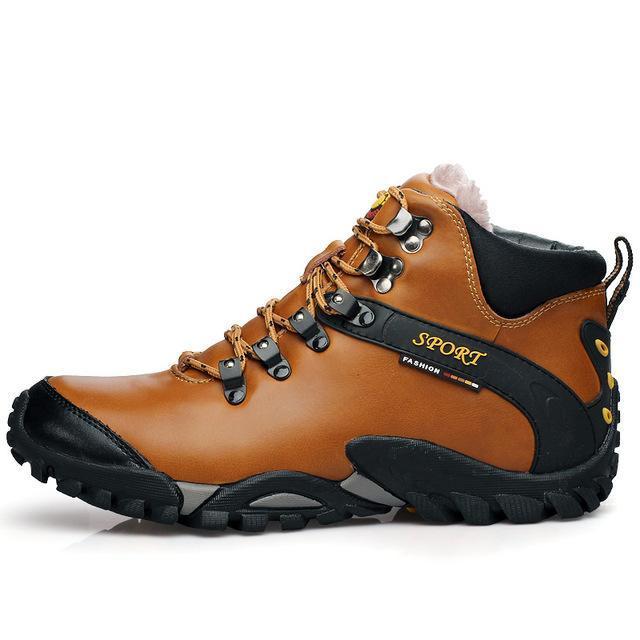 Winter Men'S Outdoor Genuine Leather Anti-Slip High Top Hiking Sports Shoes-Shop2927099 Store-Orange-6.5-Bargain Bait Box