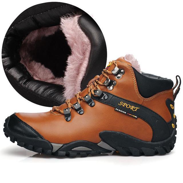 Winter Men'S Outdoor Genuine Leather Anti-Slip High Top Hiking Sports Shoes-Shop2927099 Store-with fur4-6.5-Bargain Bait Box