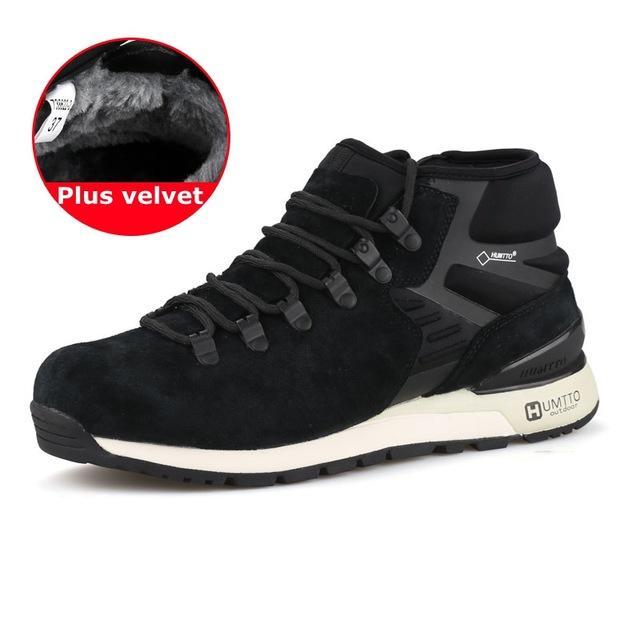 Winter Men&#39;S Sneakers Damping Cushion Hiking Shoes For Men Sport Dmx Outdoor-High-end physical education Store-Black plus velvet-6.5-Bargain Bait Box