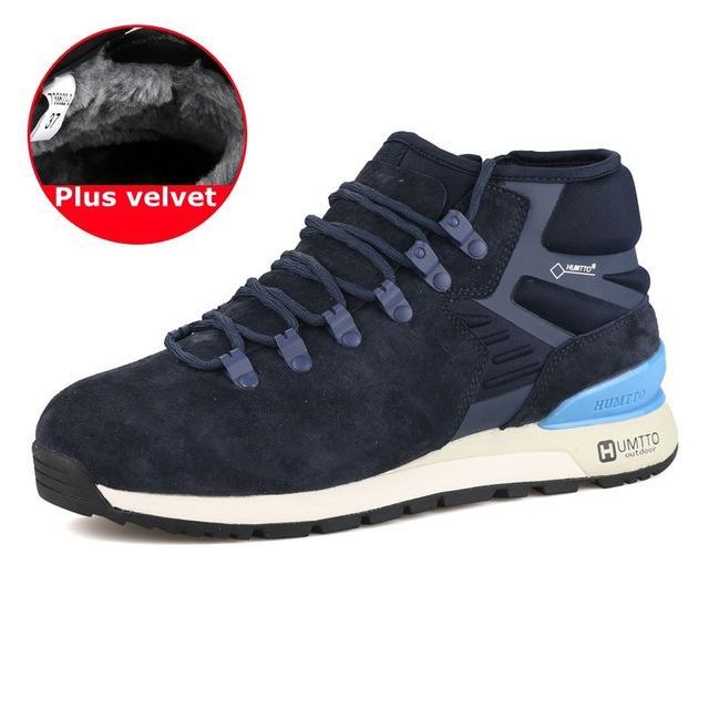 Winter Men&#39;S Sneakers Damping Cushion Hiking Shoes For Men Sport Dmx Outdoor-High-end physical education Store-Blue plus velvet-6.5-Bargain Bait Box