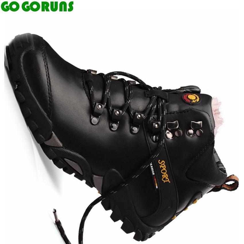Winter Outdoor Genuine Leather Hiking Shoes Men Brand Breathable Plush Lining-BODAO ONLINE SHOPPING Store-plush style 388a a-5.5-Bargain Bait Box