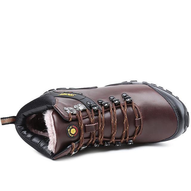 Winter Outdoor Genuine Leather Hiking Shoes Men Brand Breathable Plush Lining-BODAO ONLINE SHOPPING Store-plush style 388a b-5.5-Bargain Bait Box