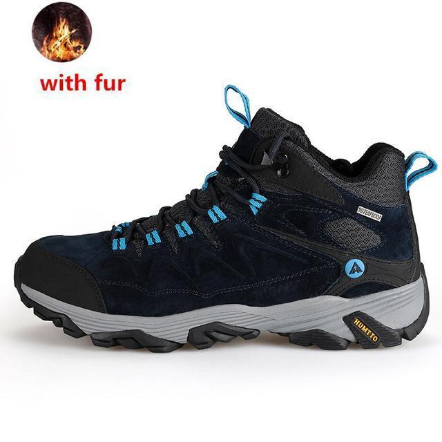 Winter Warm Men Hiking Boots Male Outboor Waterproof Climb Mountain-Fashion Mens Shoes Store-blue with fur-7-Bargain Bait Box