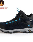 Winter Warm Men Hiking Boots Male Outboor Waterproof Climb Mountain-Fashion Mens Shoes Store-blue with fur-7-Bargain Bait Box