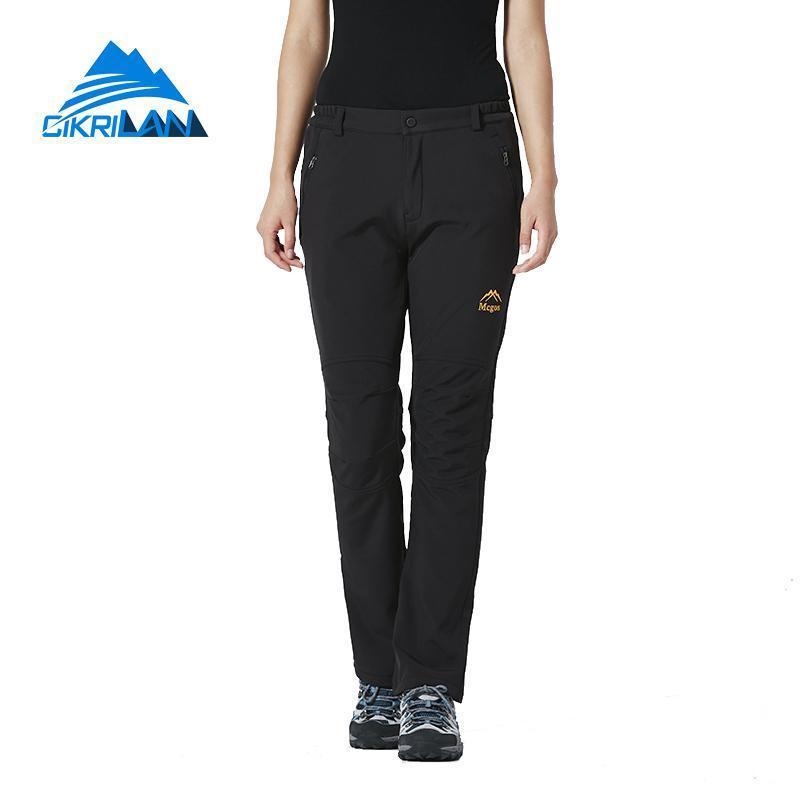 Winter Windstopper Softshell Outdoor Climbing Hiking Pants Women Camping-CIKRILAN Official Store-Black-S-Bargain Bait Box