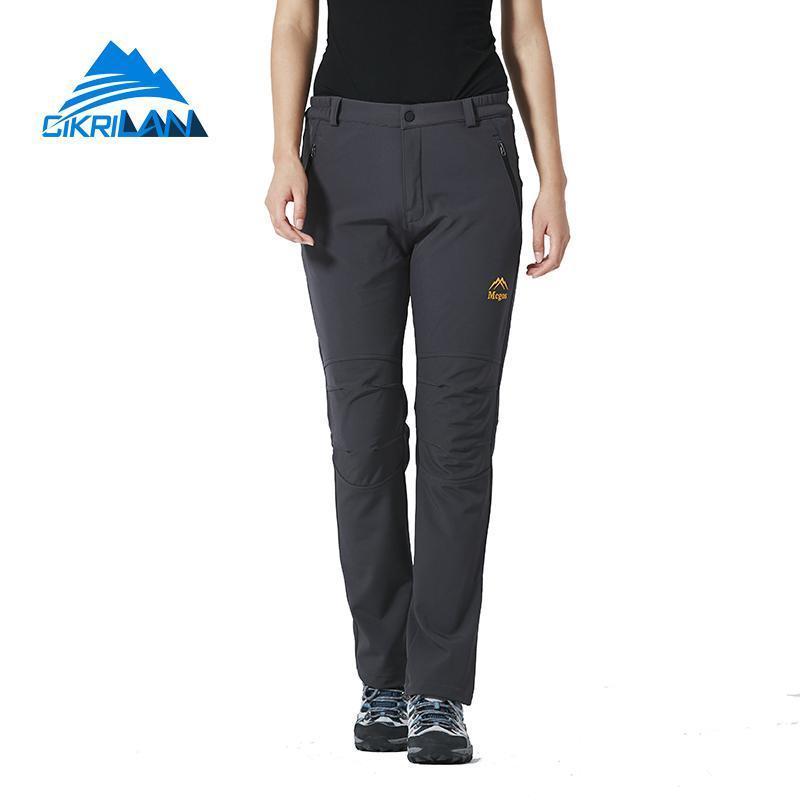 Winter Windstopper Softshell Outdoor Climbing Hiking Pants Women Camping-CIKRILAN Official Store-Black-S-Bargain Bait Box