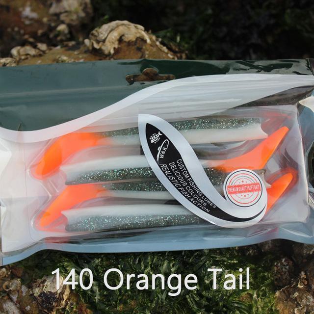 W&K Brand 14Cm 13G Soft Lure 12Colors Big Paddle Tail Fishing Bait Handmade-W&K Official Store-Orange Tail-Bargain Bait Box