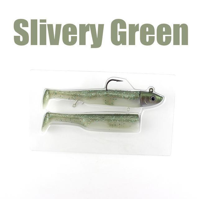 W&amp;K Brand 3/0 22G Jig Head 9Cm/9G Super Soft Body Fishing Lure With Action-W&amp;K Official Store-Slivery Green-Bargain Bait Box