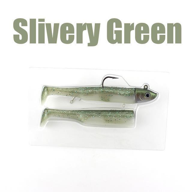 W&amp;K Brand Soft Lure 9Cm/22G Jig Head 3/0 22G Ultimate Inshore Soft Bait And Boat-W&amp;K Official Store-Slivery Green-Bargain Bait Box
