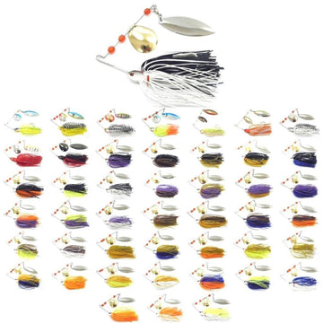 Wlure 15G 60 Strands Silicone Skirts 2 Colors Mixed Gold/Silver Spoons Spin In-wLure Official Store-SP101F1-Bargain Bait Box