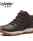 Women Genuine Leather Winter Outdoor High Top Snow Boots Hiking Shoes Waterproof-BODAO ONLINE SHOPPING Store-492g c-6.5-Bargain Bait Box