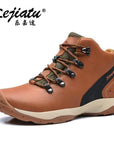 Women Genuine Leather Winter Outdoor High Top Snow Boots Hiking Shoes Waterproof-BODAO ONLINE SHOPPING Store-492g d-6.5-Bargain Bait Box